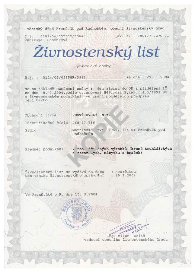 Živnostenský list